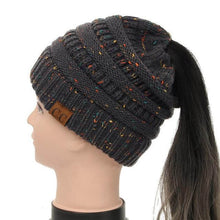Load image into Gallery viewer, Soft Knit Ponytail Confetti Beanie
