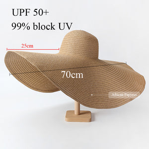 Extra Wide Straw Sun Hat Packable Brim